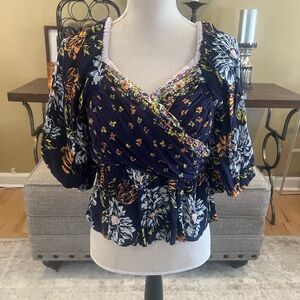 Free People Mirabella Floral Wrap Top
